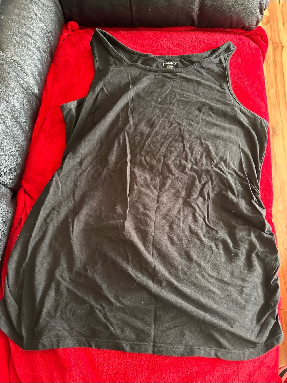 Paisley Sky Maternity Black Scoop Neck Tank Top